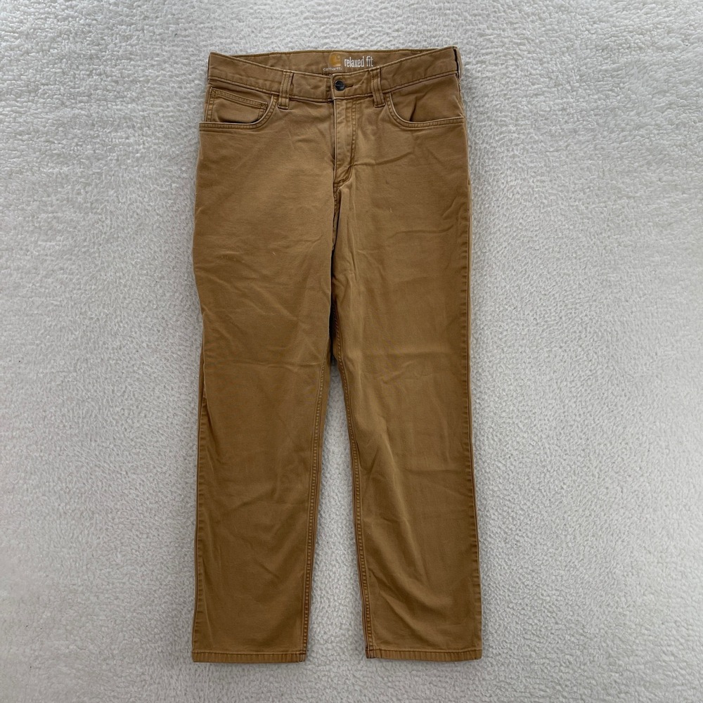 Carhartt Pants Mens 31x30* Brown Rugged Flex Relaxed Fit Canvas Stretch Workwear